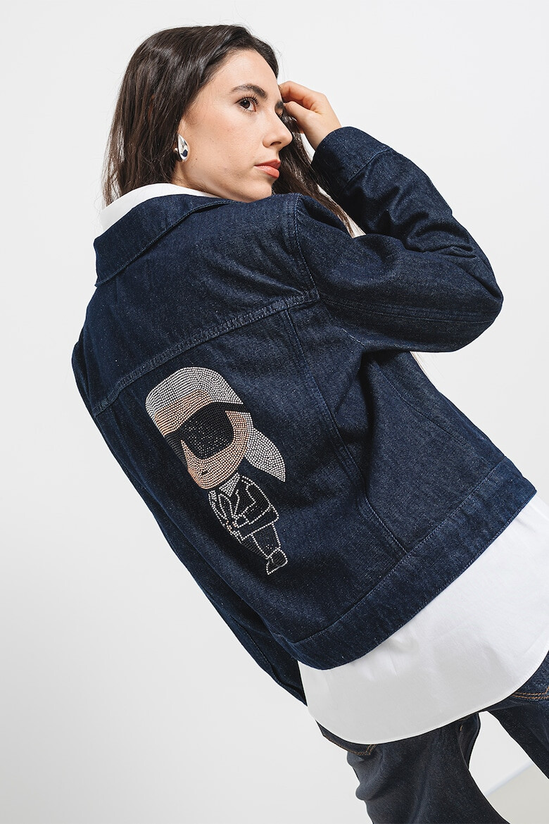 Karl Lagerfeld Jacheta de denim cu logo din strasuri - Pled.ro