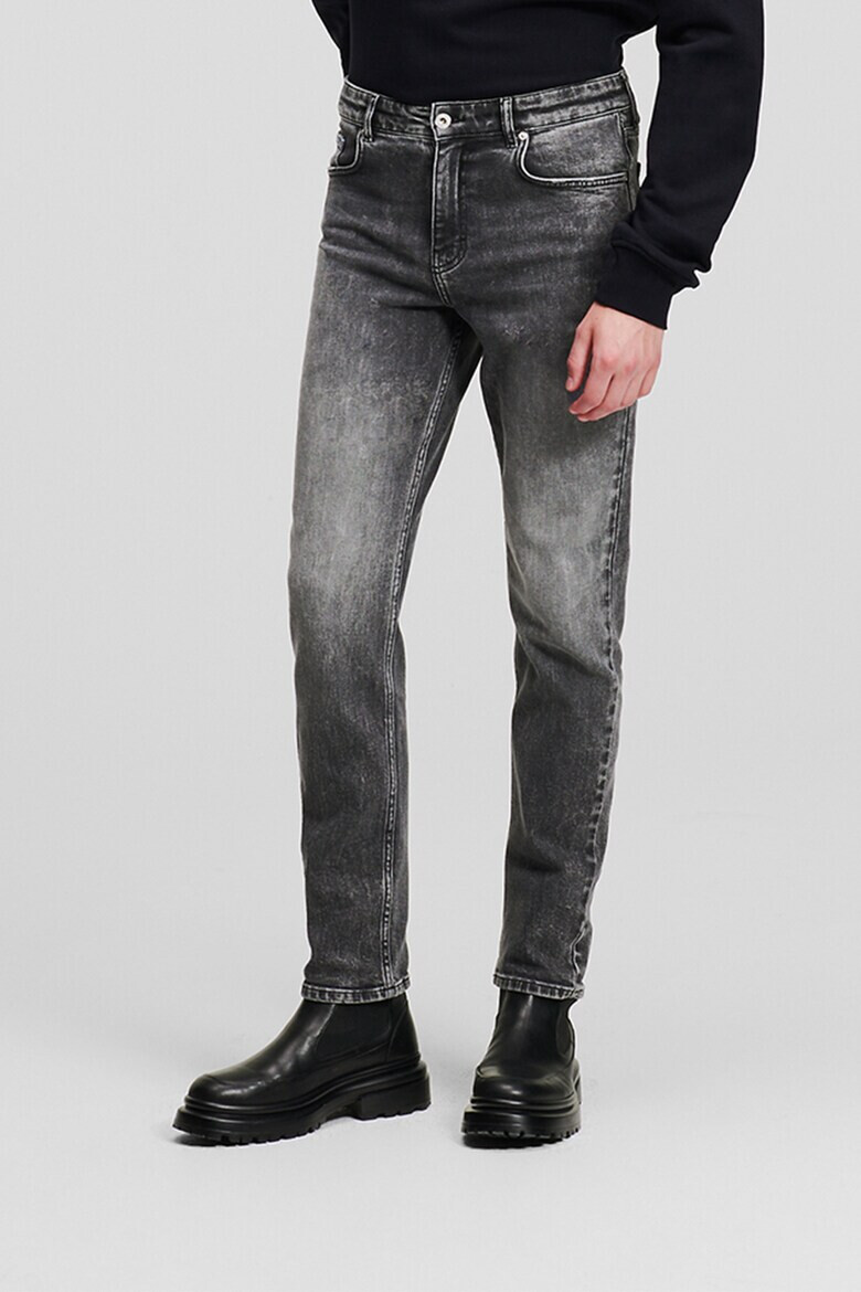 KARL LAGERFELD JEANS Blugi din amestec de bumbac organic cu aspect decolorat - Pled.ro