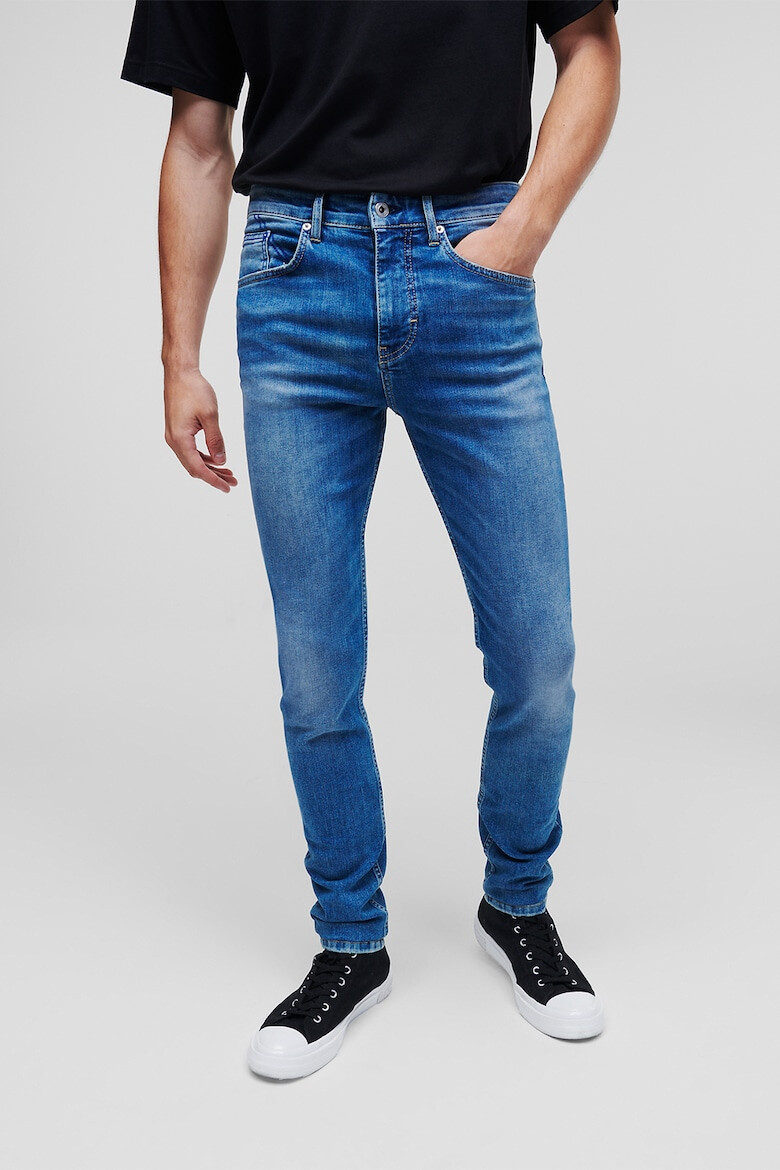 KARL LAGERFELD JEANS Blugi skinny din amestec de bumbac organic cu aspect deteriorat - Pled.ro