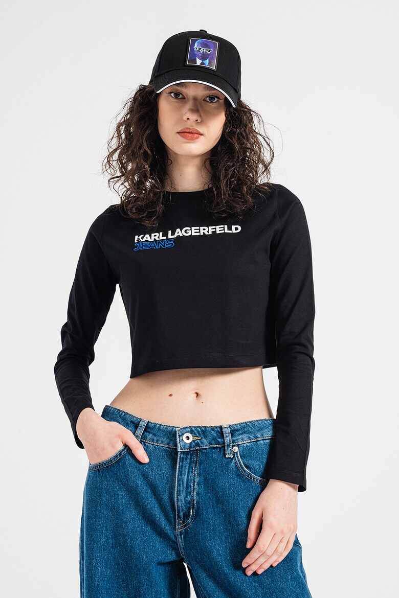 KARL LAGERFELD JEANS Bluza crop de bumbac organic cu logo - Pled.ro