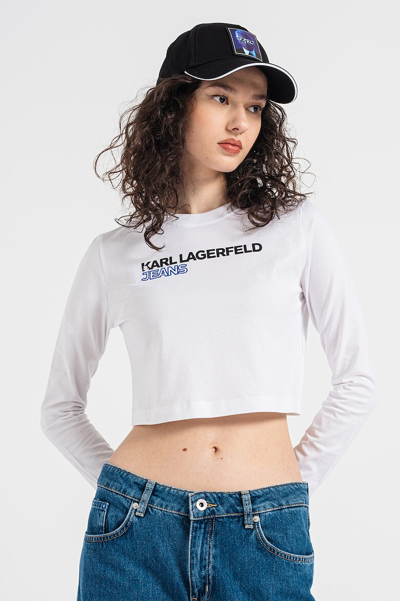 KARL LAGERFELD JEANS Bluza crop de bumbac organic cu logo - Pled.ro