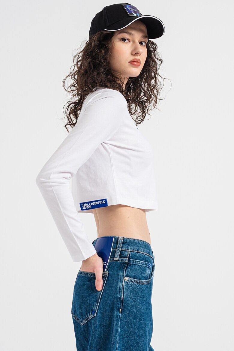 KARL LAGERFELD JEANS Bluza crop de bumbac organic cu logo - Pled.ro