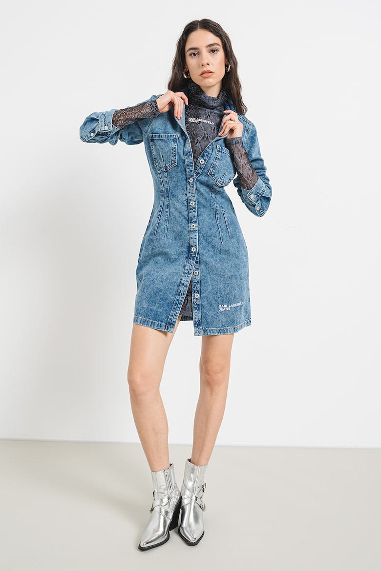 KARL LAGERFELD JEANS Rochie de denim cu buzunare pe piept - Pled.ro