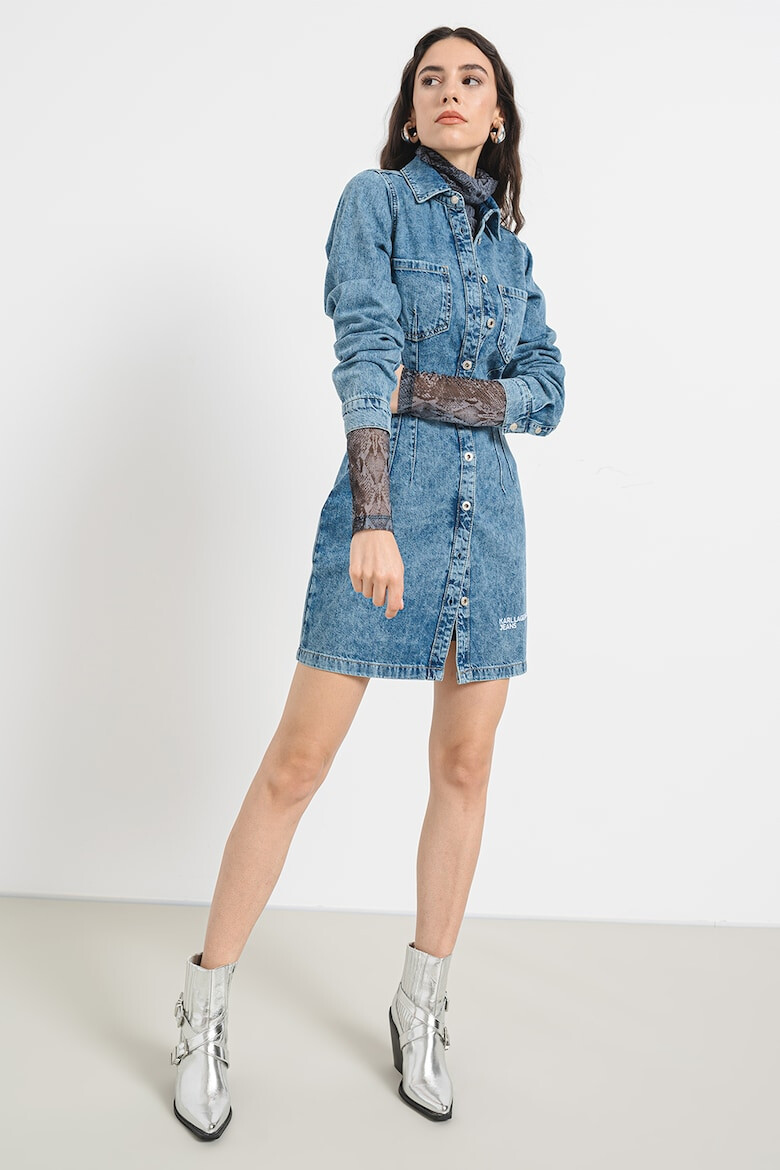 KARL LAGERFELD JEANS Rochie de denim cu buzunare pe piept - Pled.ro