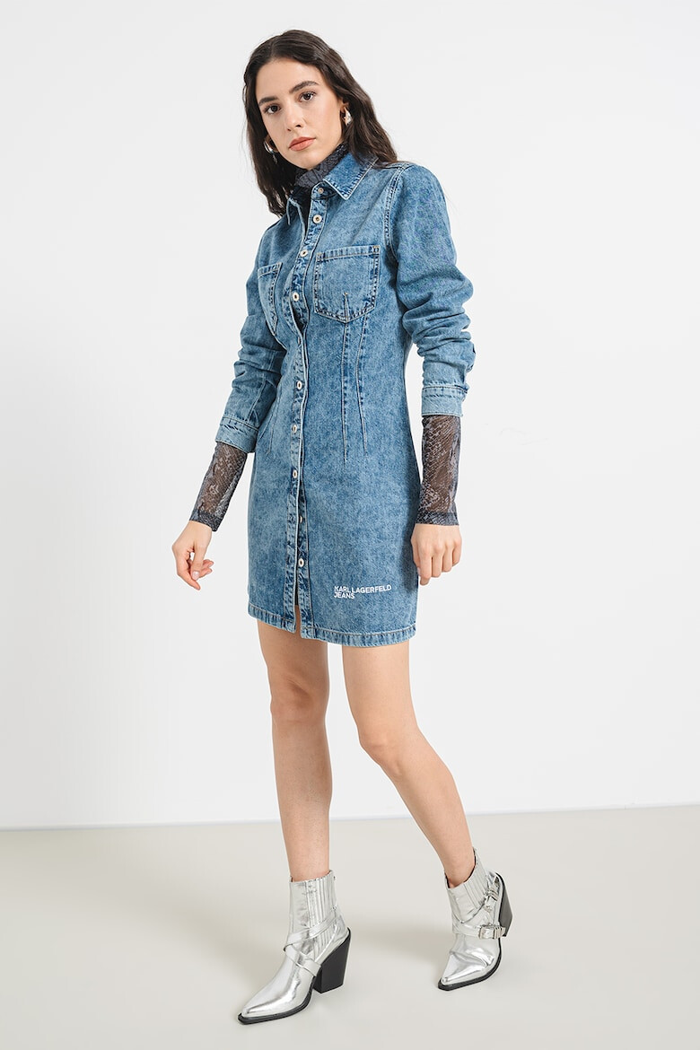 KARL LAGERFELD JEANS Rochie de denim cu buzunare pe piept - Pled.ro