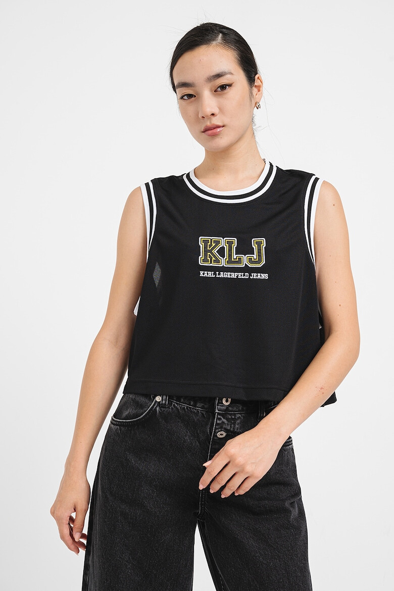 KARL LAGERFELD JEANS Top crop cu imprimeu logo - Pled.ro