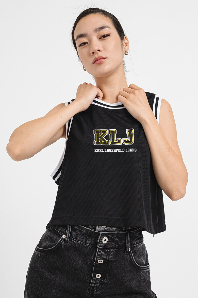 KARL LAGERFELD JEANS Top crop cu imprimeu logo - Pled.ro