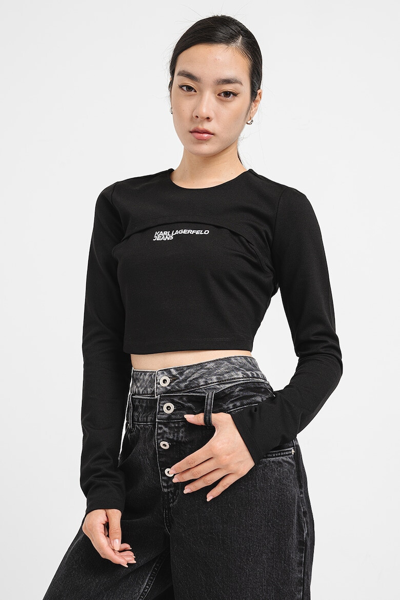 KARL LAGERFELD JEANS Top crop cu imprimeu logo - Pled.ro