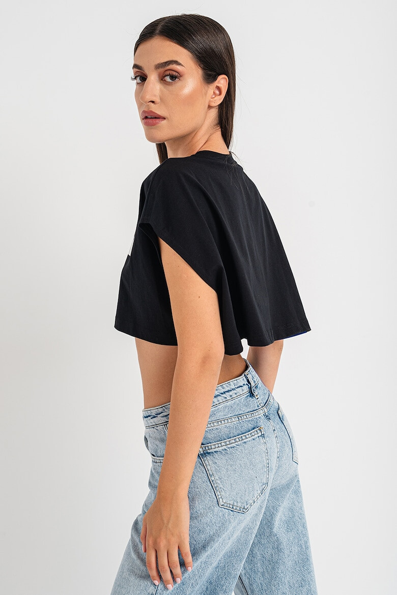 KARL LAGERFELD JEANS Tricou crop lejer de bumbac organic - Pled.ro