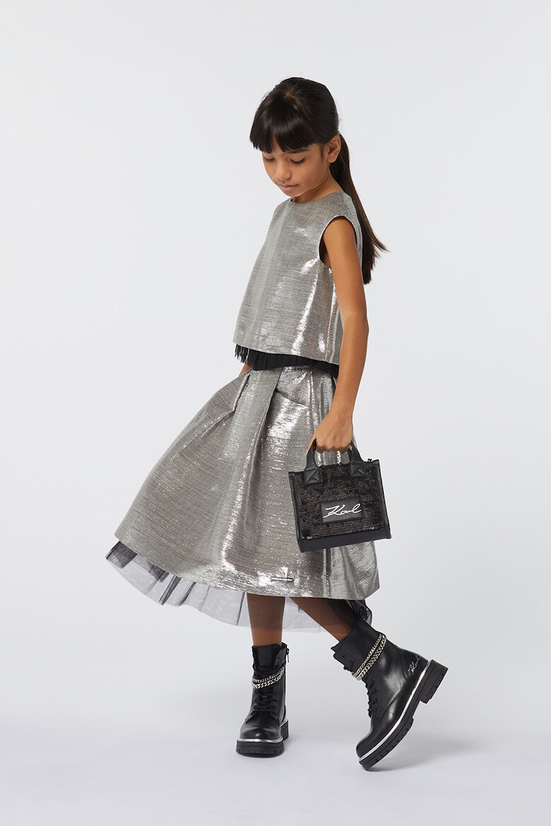 KARL LAGERFELD KIDS Bocanci de piele cu detalii lant - Pled.ro