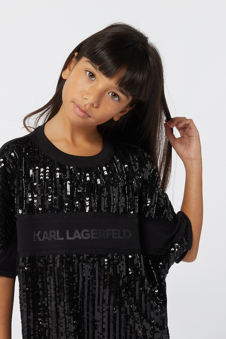 KARL LAGERFELD KIDS Rochie cu decolteu la baza gatului si paiete - Pled.ro