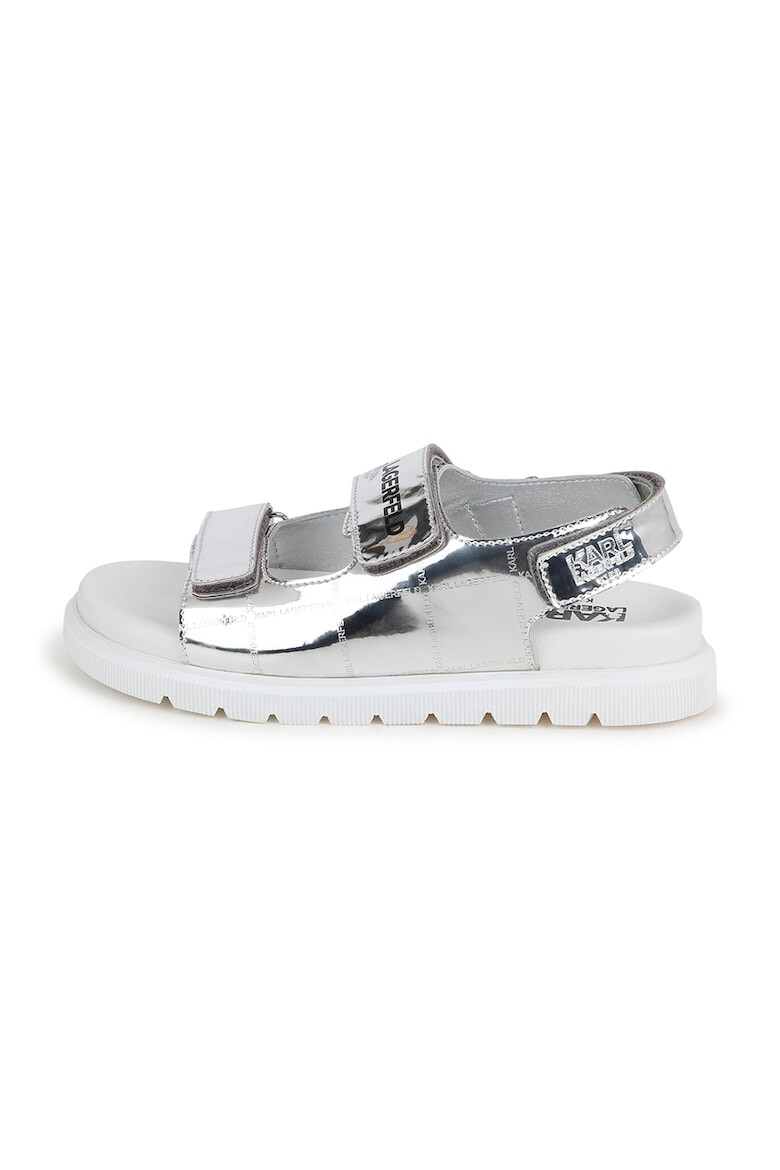 KARL LAGERFELD KIDS Sandale din piele ecologica cu aspect metalizat - Pled.ro