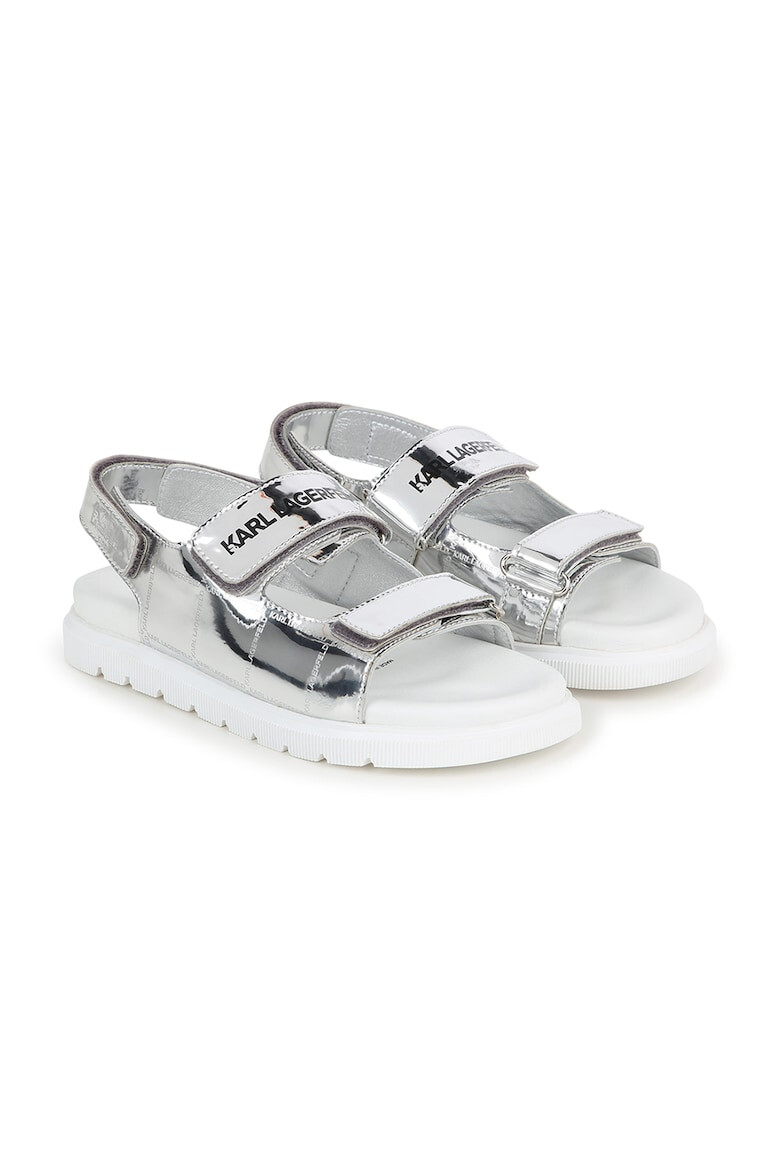 KARL LAGERFELD KIDS Sandale din piele ecologica cu aspect metalizat - Pled.ro