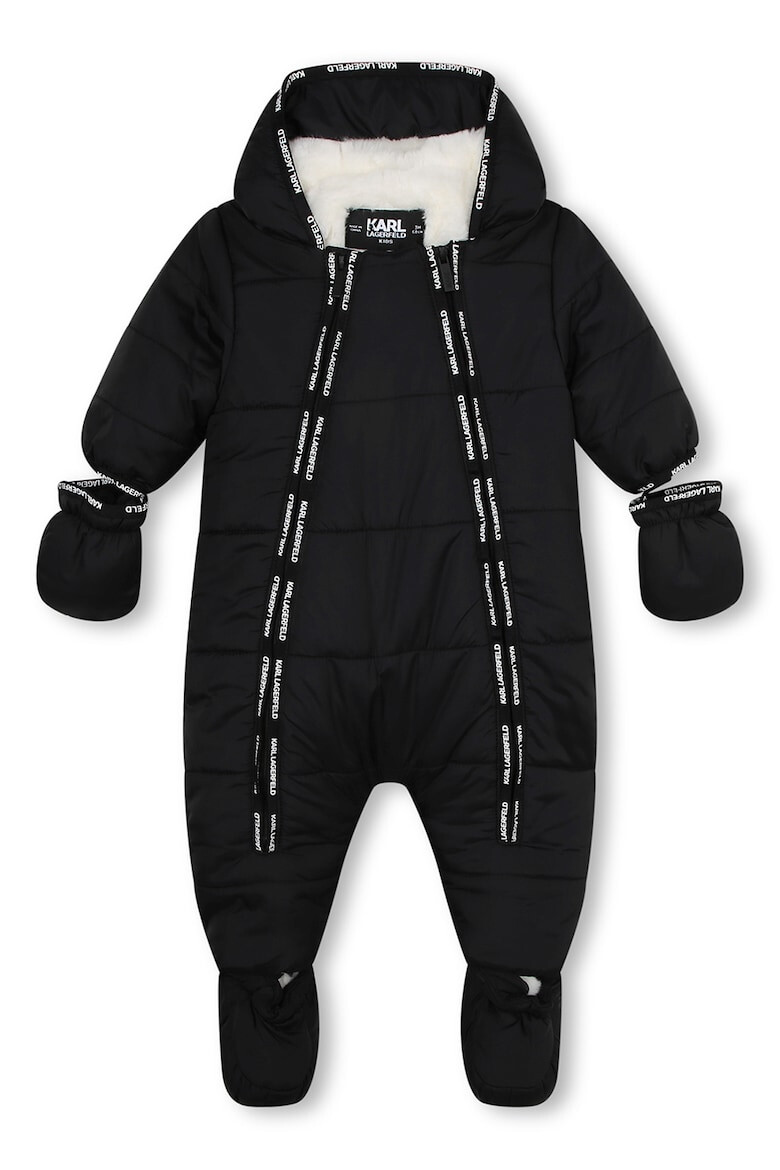 KARL LAGERFELD KIDS Set de salopeta matlasata cu gluga si manusi - Pled.ro