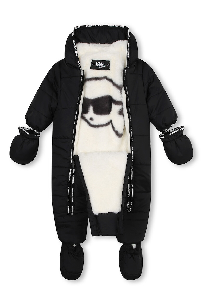 KARL LAGERFELD KIDS Set de salopeta matlasata cu gluga si manusi - Pled.ro