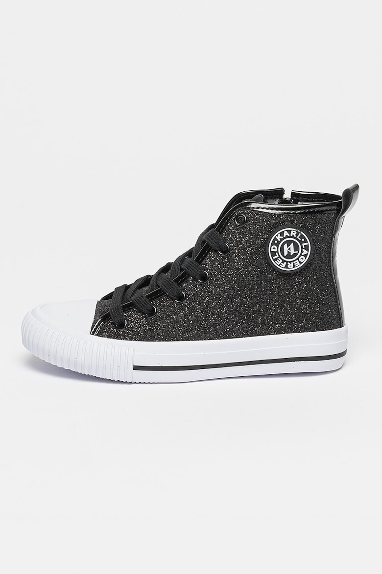 KARL LAGERFELD KIDS Tenisi high-top cu aspect stralucitor - Pled.ro