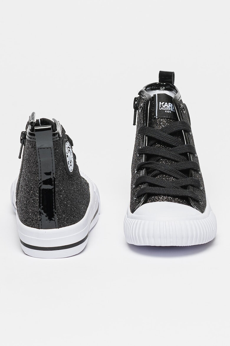 KARL LAGERFELD KIDS Tenisi high-top cu aspect stralucitor - Pled.ro