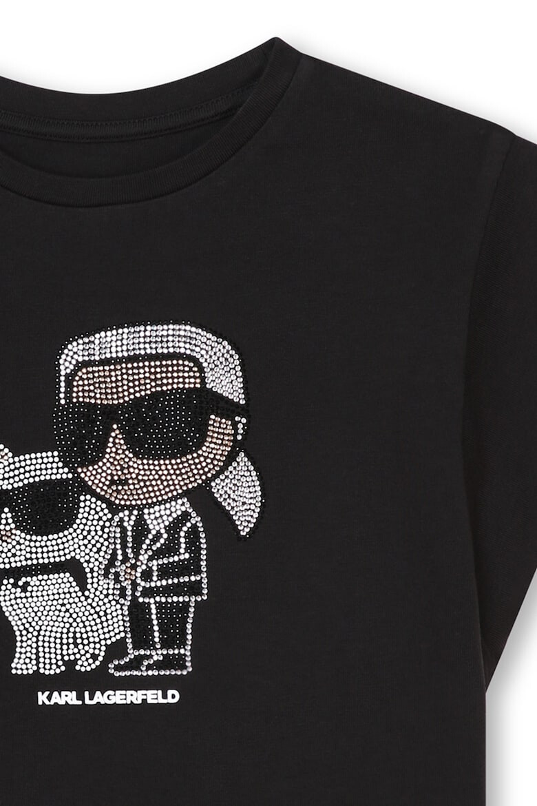 KARL LAGERFELD KIDS Tricou crop din bumbac cu strasuri - Pled.ro