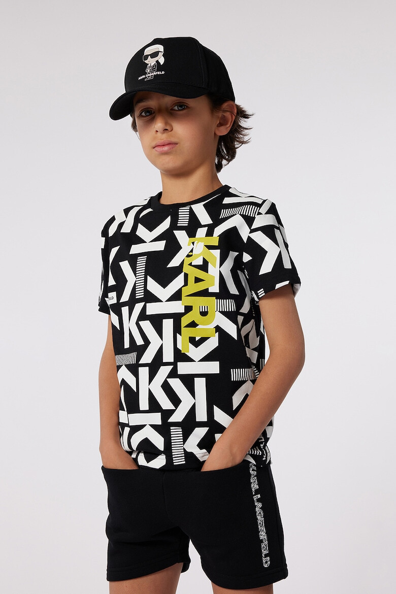 KARL LAGERFELD KIDS Tricou cu decolteu la baza gatului si imprimeu logo - Pled.ro