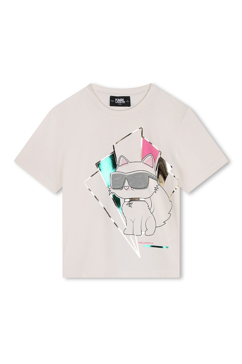 KARL LAGERFELD KIDS Tricou de bumbac si modal cu decolteu la baza gatului - Pled.ro