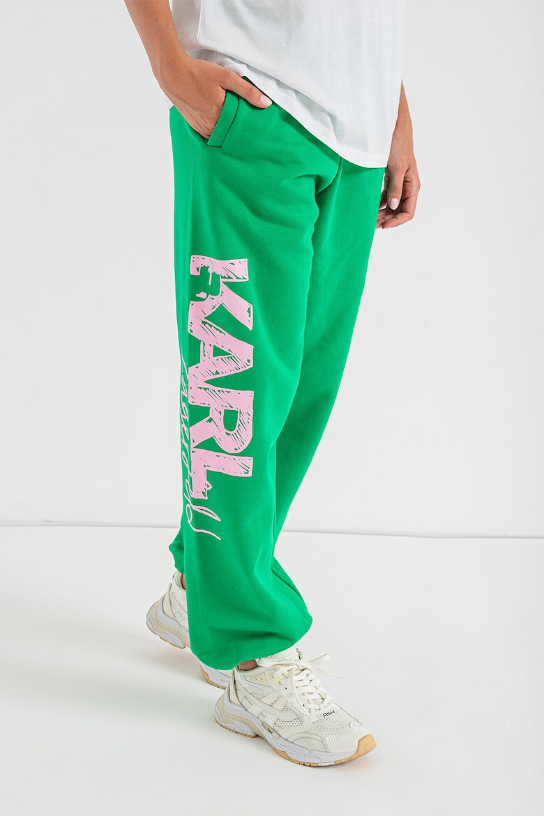 Karl Lagerfeld Pantaloni sport din amestec de bumbac organic cu imprimeu logo - Pled.ro