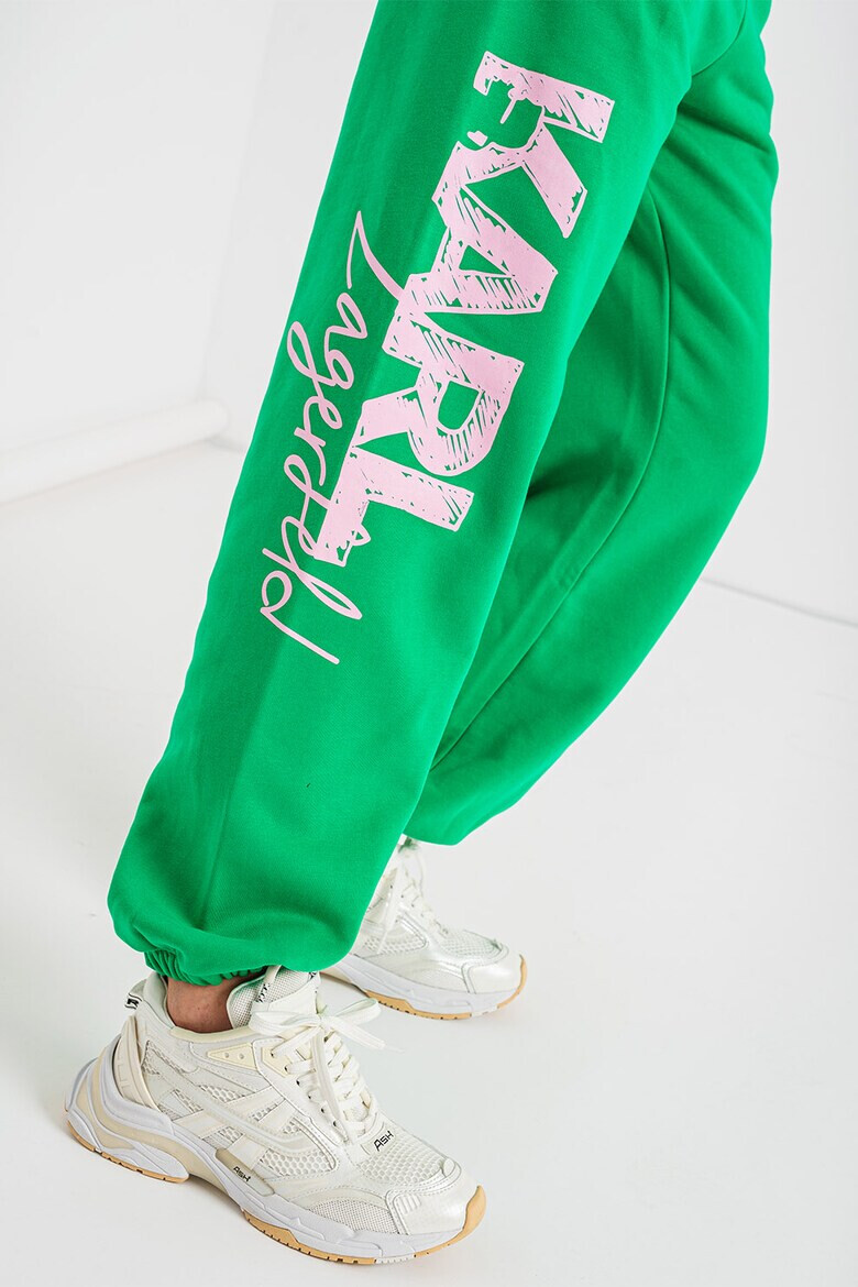 Karl Lagerfeld Pantaloni sport din amestec de bumbac organic cu imprimeu logo - Pled.ro