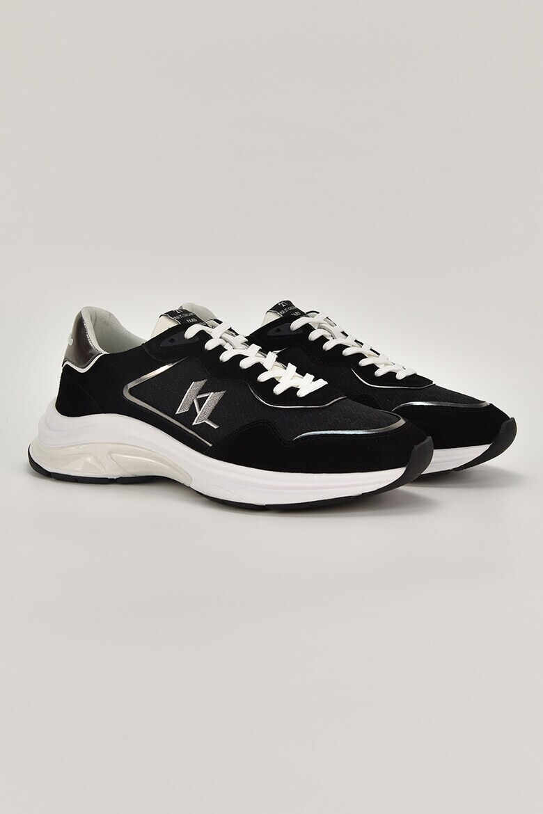 Karl Lagerfeld Pantofi sport de piele intoarsa cu segmente cu logo brodat - Pled.ro