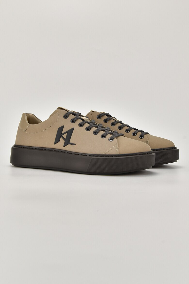 Karl Lagerfeld Pantofi sport de piele nabuc cu aplicatie logo - Pled.ro