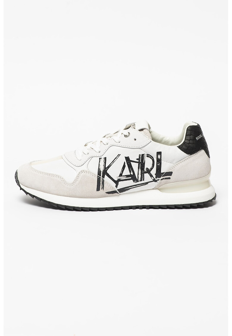 Karl Lagerfeld Pantofi sport de piele si piele intoarsa cu imprimeu logo contrastant Velocitor II - Pled.ro