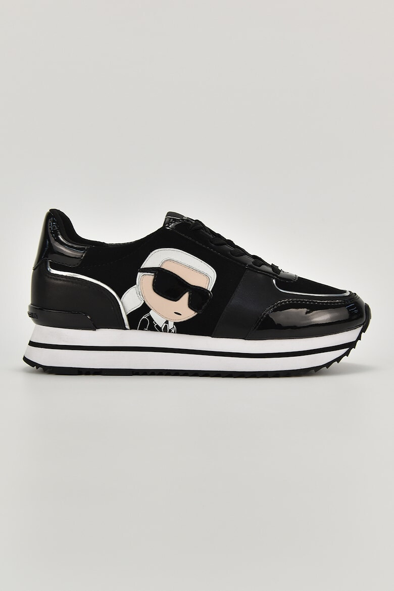 Karl Lagerfeld Pantofi sport flatform de piele si piele lacuita - Pled.ro