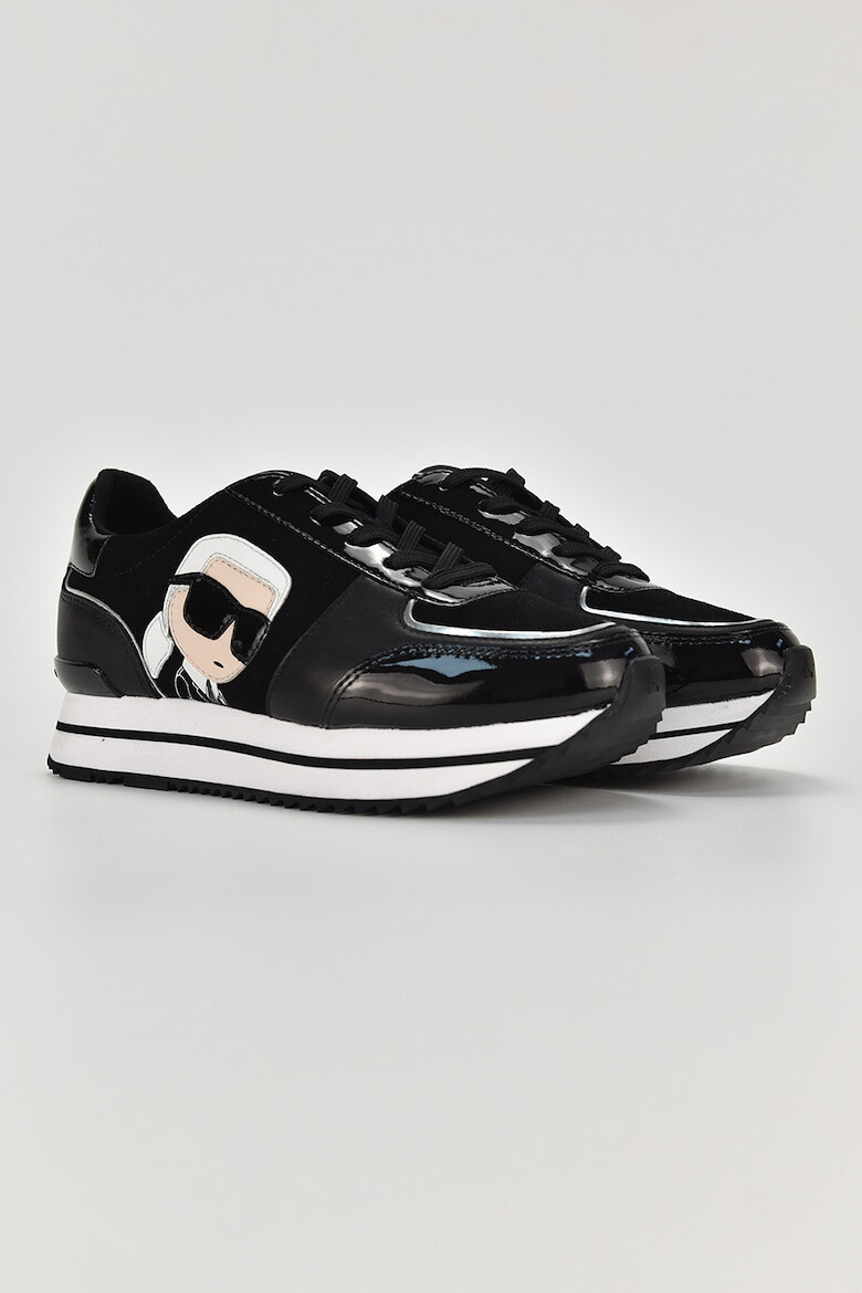 Karl Lagerfeld Pantofi sport flatform de piele si piele lacuita - Pled.ro