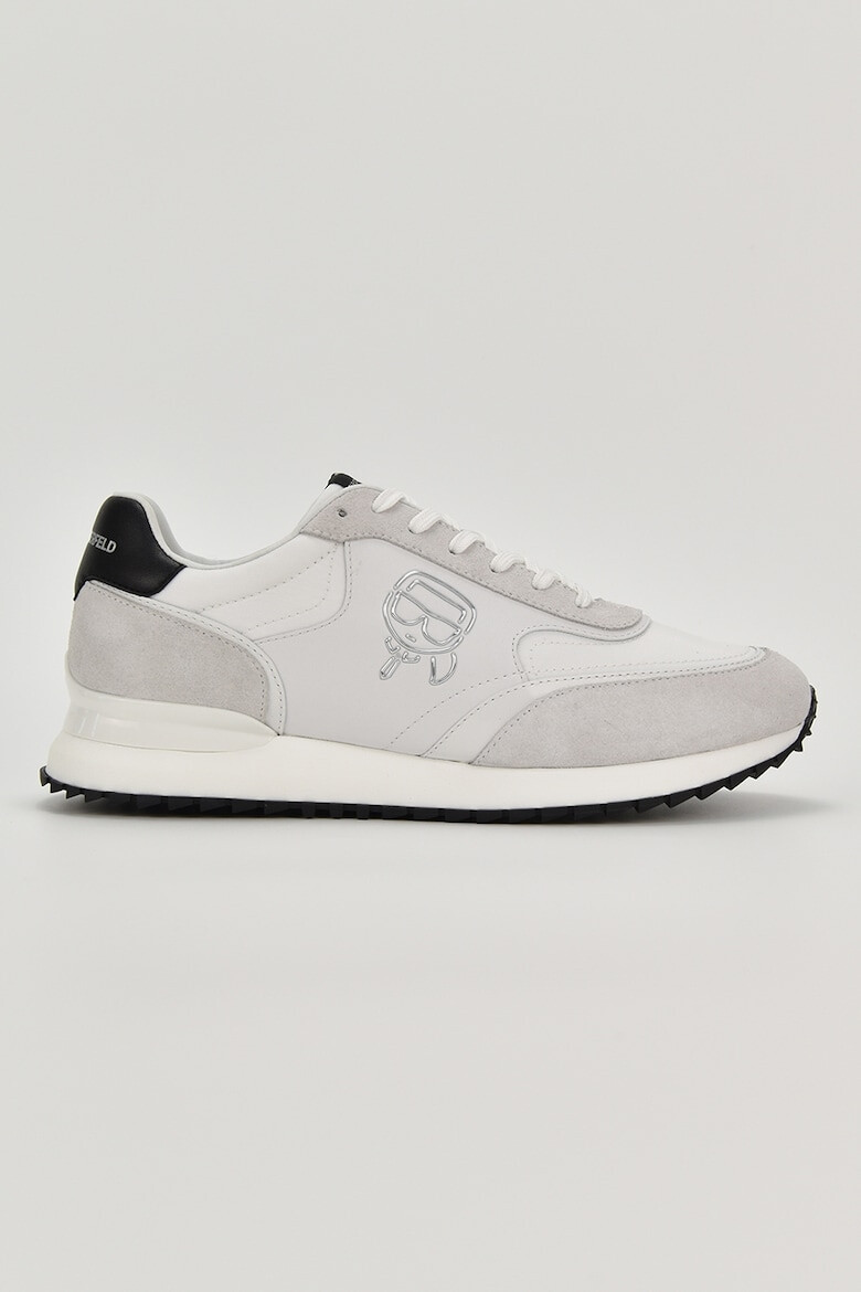 Karl Lagerfeld Pantofi sport low-top de piele si piele intoarsa cu logo metalic - Pled.ro