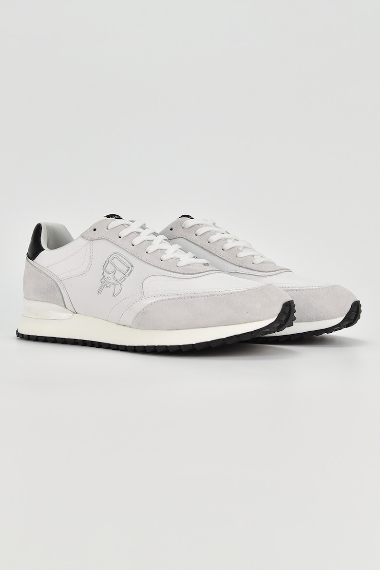 Karl Lagerfeld Pantofi sport low-top de piele si piele intoarsa cu logo metalic - Pled.ro