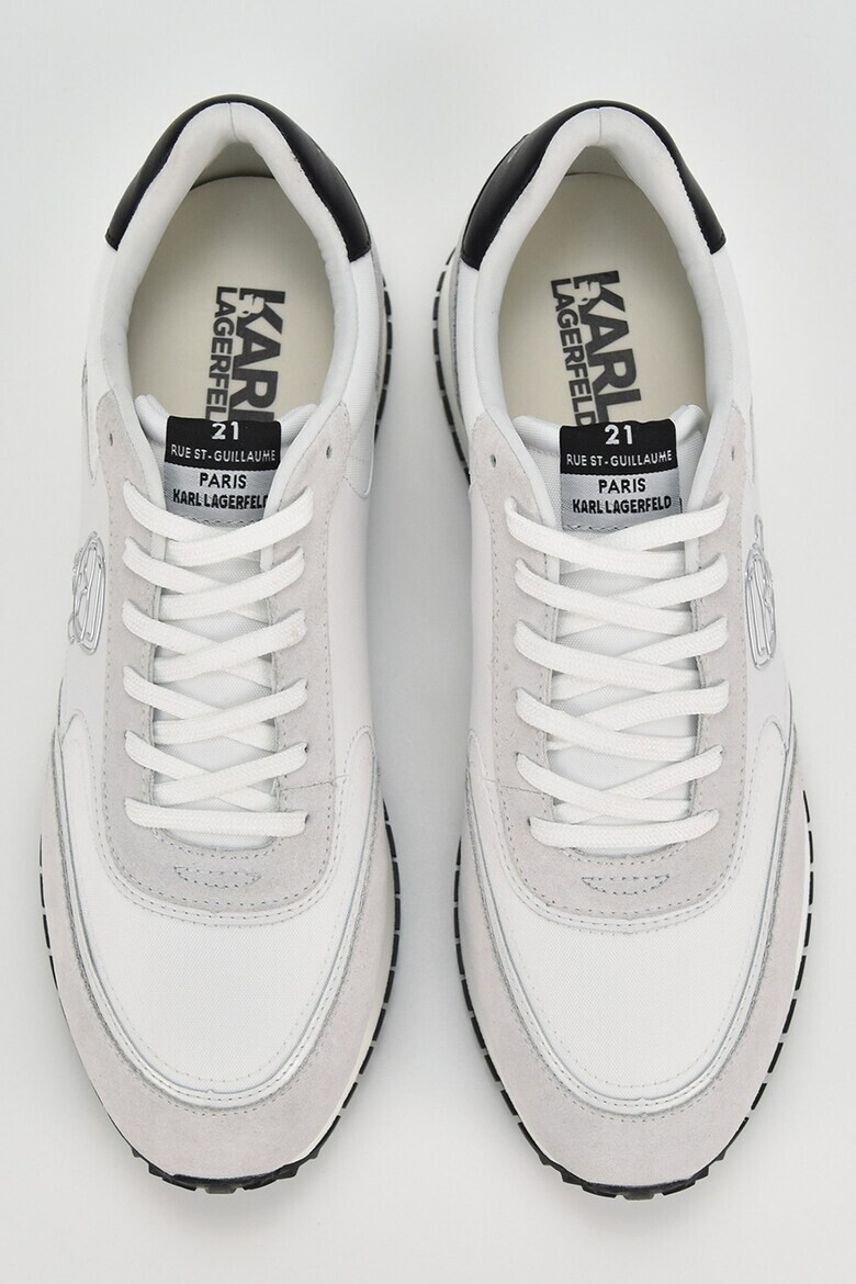 Karl Lagerfeld Pantofi sport low-top de piele si piele intoarsa cu logo metalic - Pled.ro