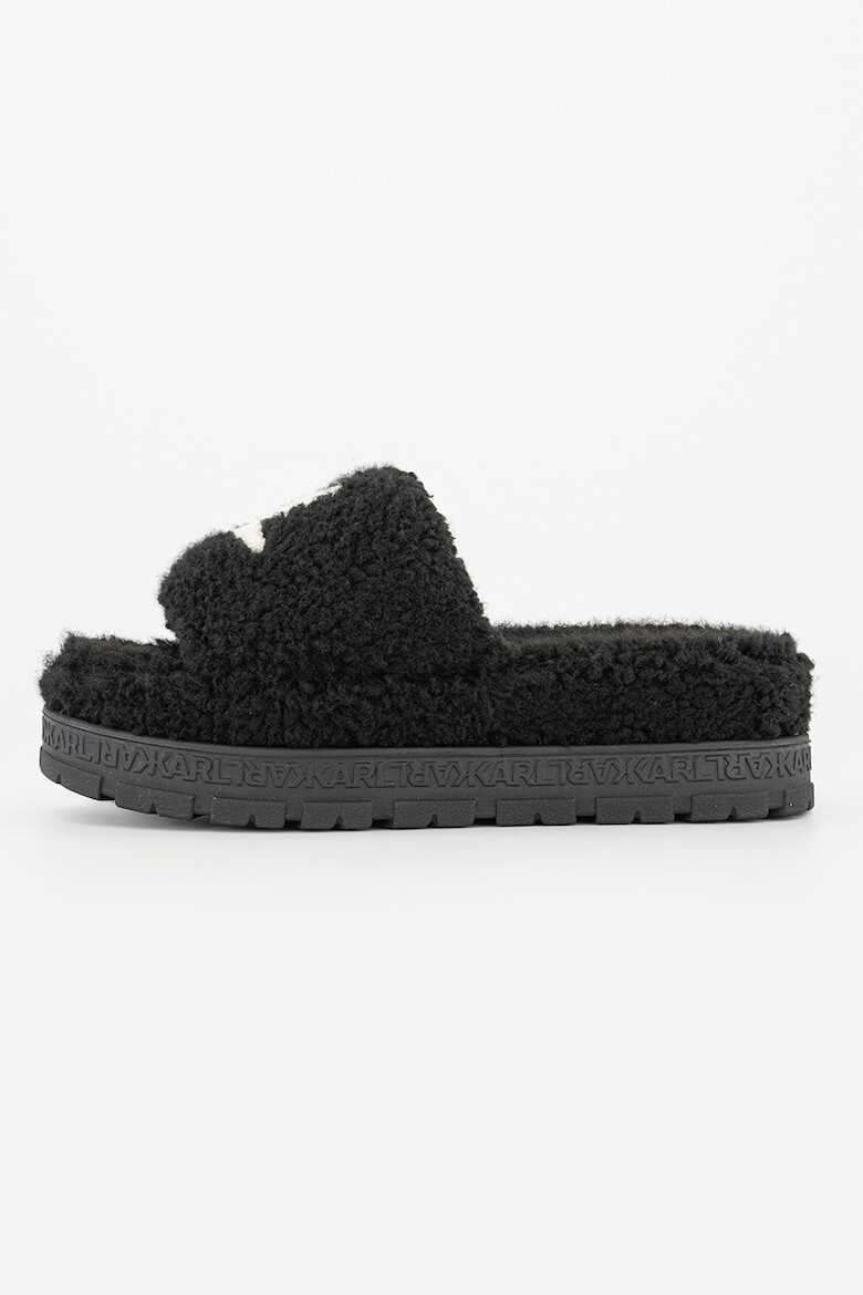 Karl Lagerfeld Papuci flatform din material teddy - Pled.ro