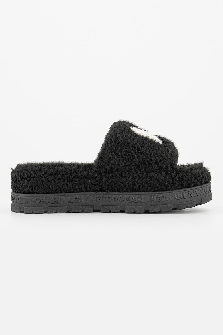 Karl Lagerfeld Papuci flatform din material teddy - Pled.ro