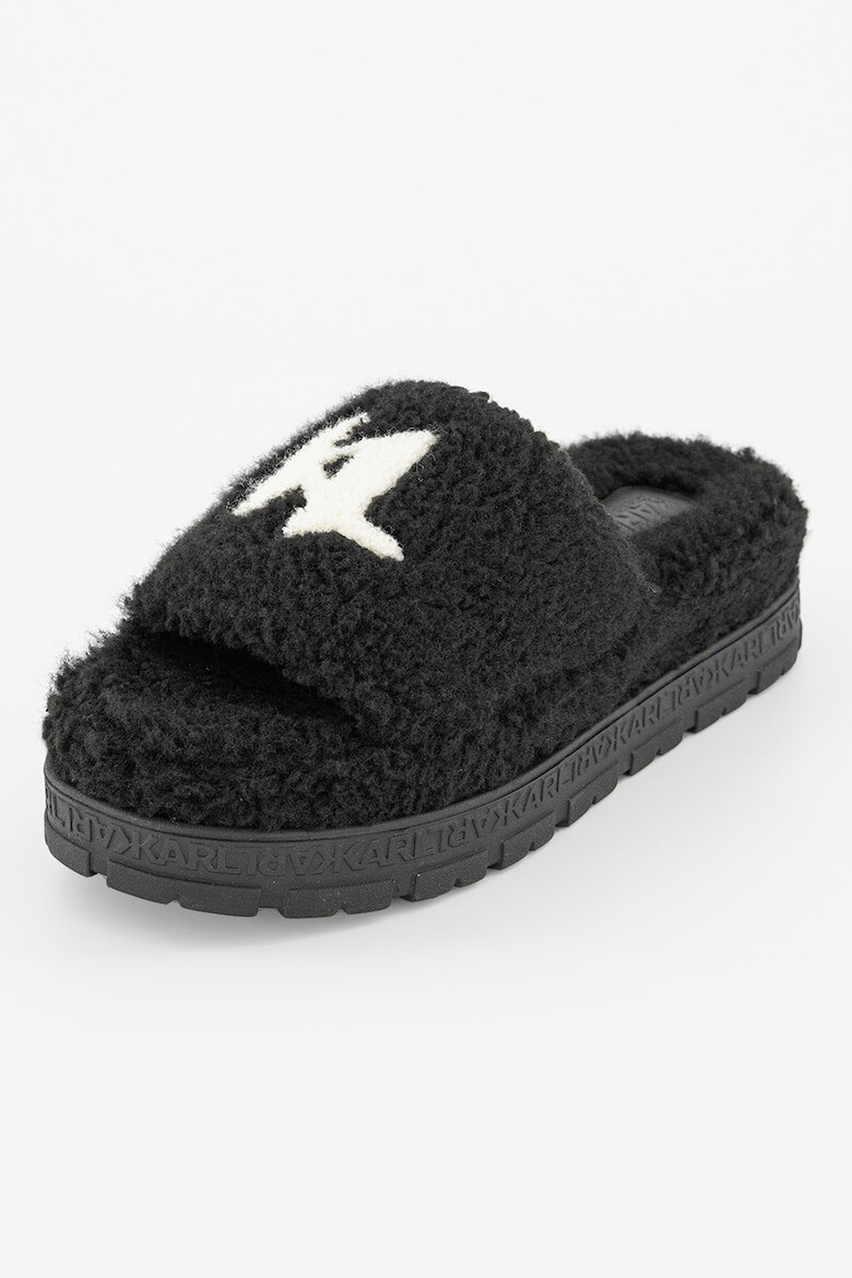 Karl Lagerfeld Papuci flatform din material teddy - Pled.ro