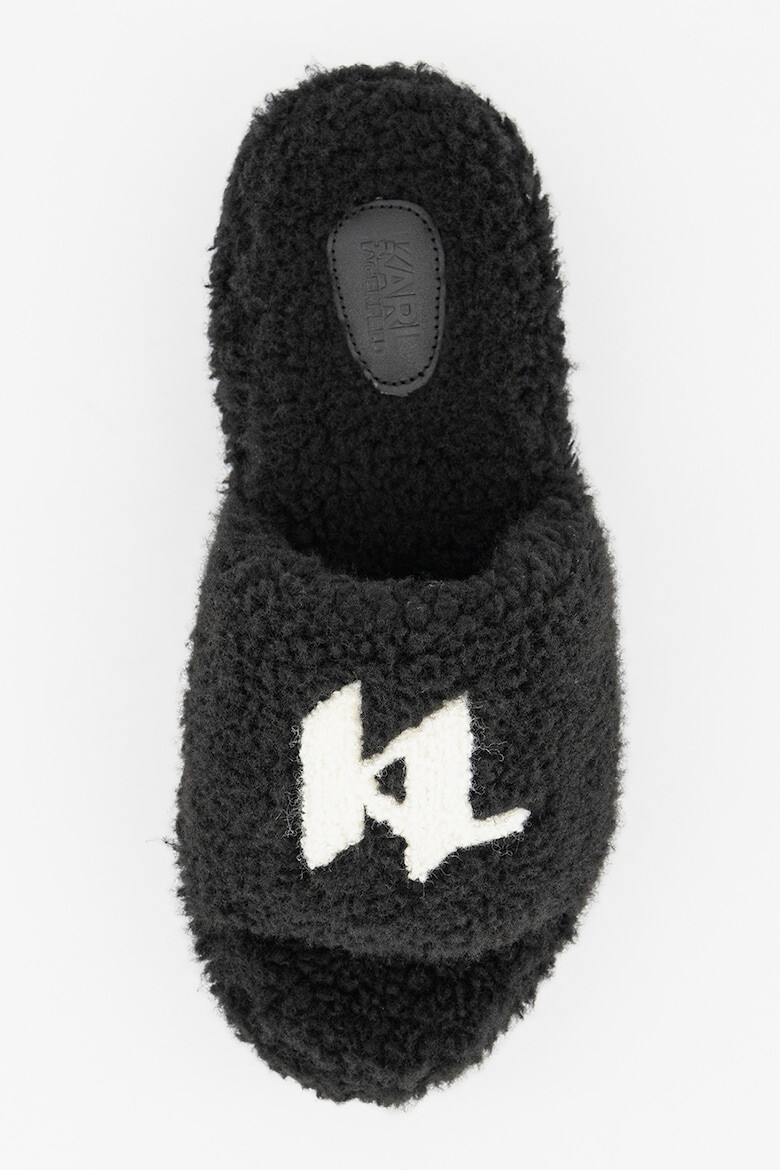 Karl Lagerfeld Papuci flatform din material teddy - Pled.ro