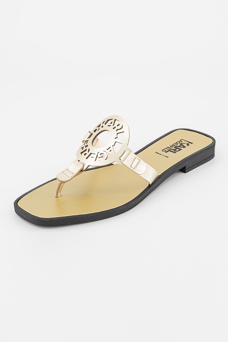 Karl Lagerfeld Papuci flip-flop de piele cu logo - Pled.ro