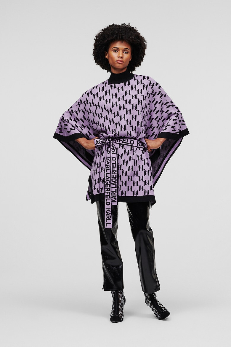 Karl Lagerfeld Poncho din amestec de lana cu logo - Pled.ro