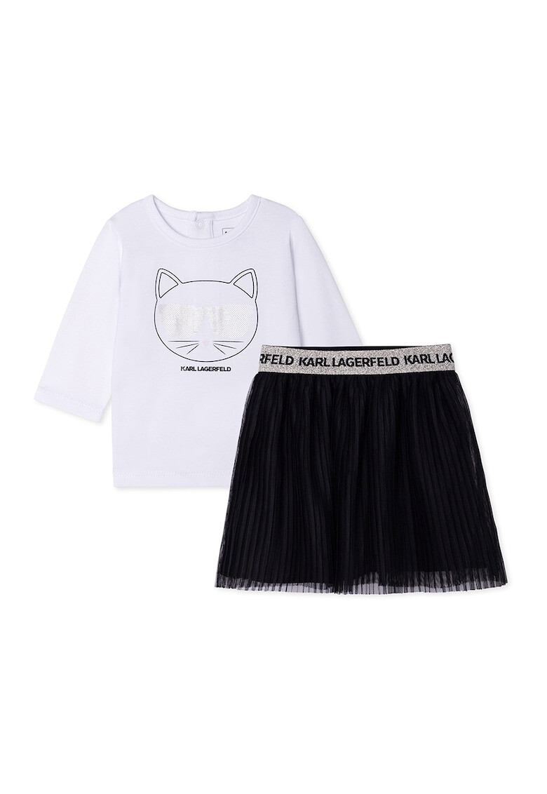 Karl Lagerfeld Set de bluza si fusta cu logo Negru/Alb - Pled.ro