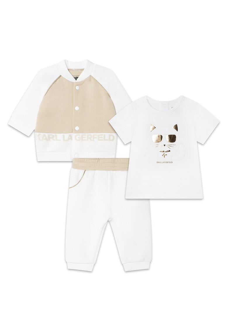 KARL LAGERFELD KIDS Set de bluza sport tricou si pantaloni cu logo - 3 piese - Pled.ro