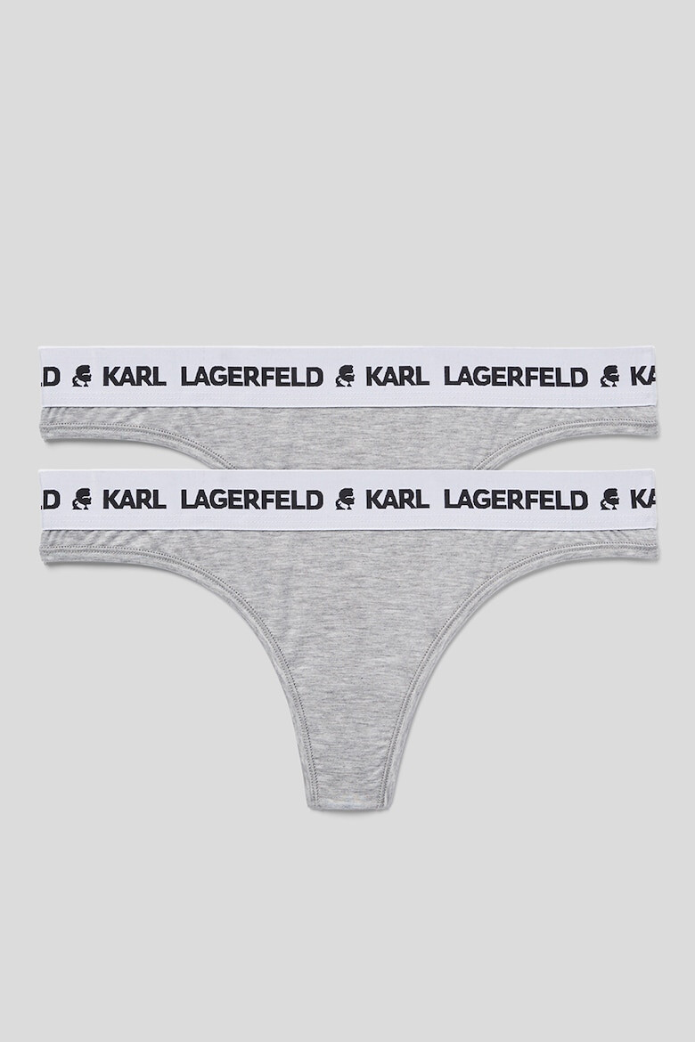 Karl Lagerfeld Set de chiloti tanga din amestec de lyocell - 2 perechi Roz Negru - Pled.ro