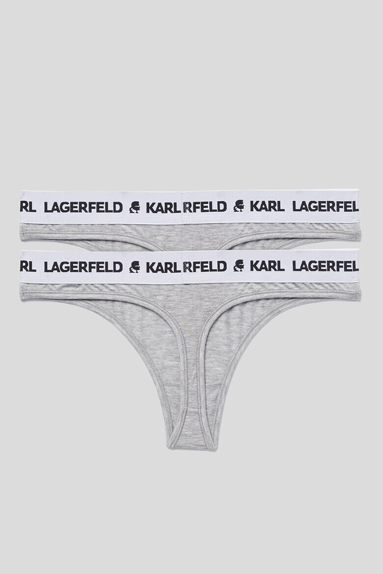 Karl Lagerfeld Set de chiloti tanga din amestec de lyocell - 2 perechi Roz Negru - Pled.ro