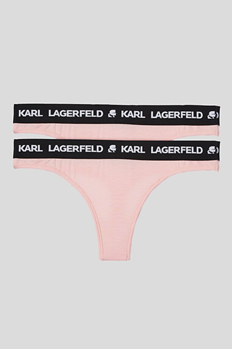 Karl Lagerfeld Set de chiloti tanga din amestec de lyocell - 2 perechi Roz Negru - Pled.ro