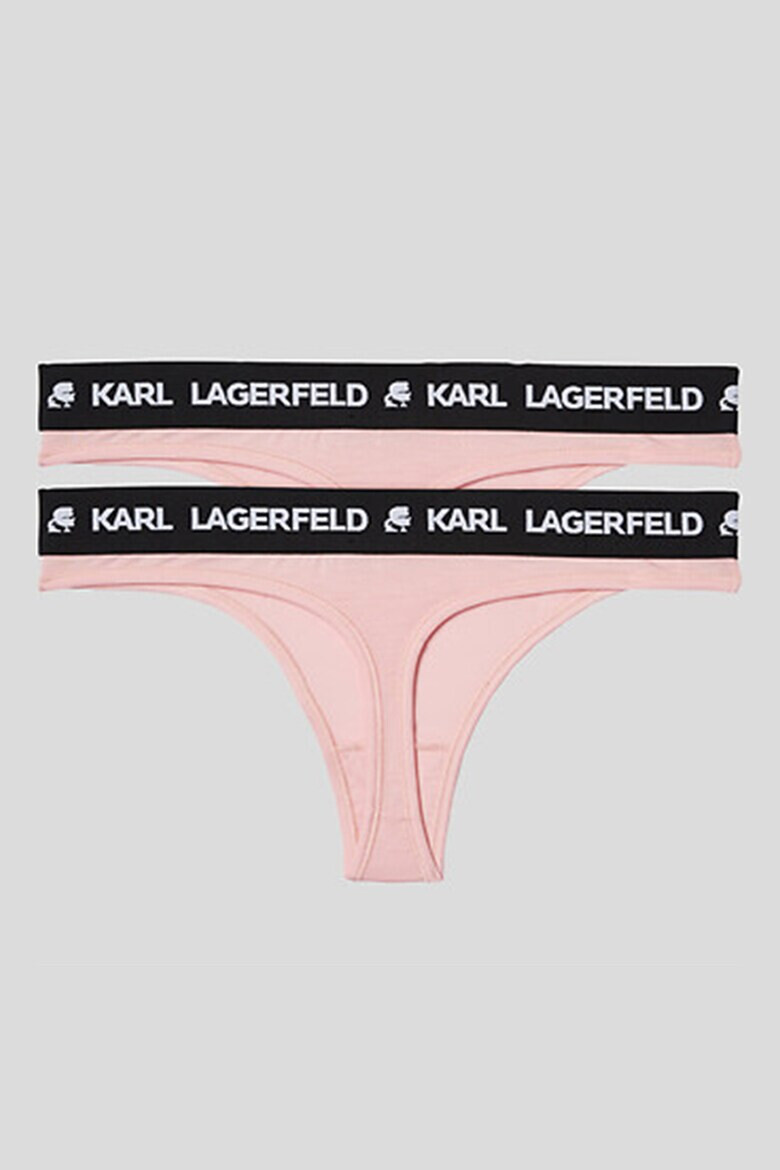 Karl Lagerfeld Set de chiloti tanga din amestec de lyocell - 2 perechi Roz Negru - Pled.ro