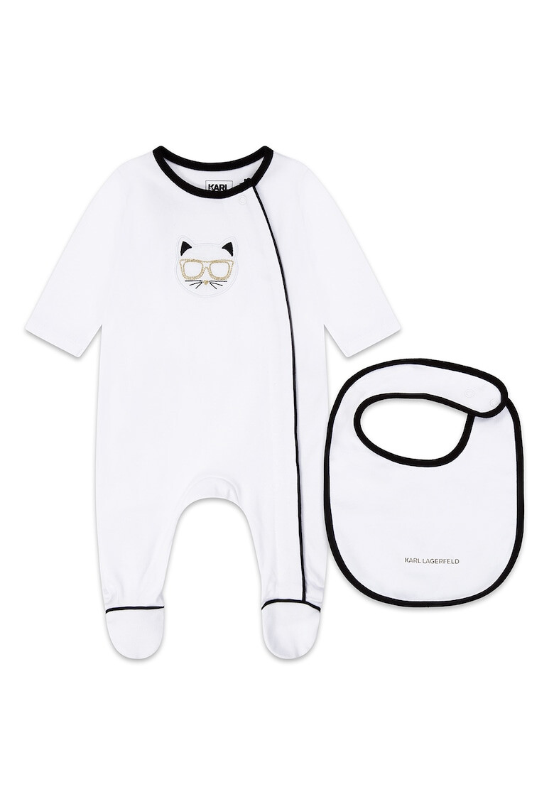 KARL LAGERFELD KIDS Set de salopeta cu botosei si baveta - 2 piese - Pled.ro