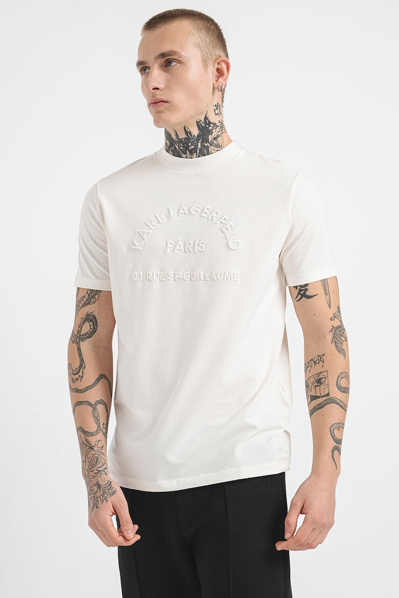 Karl Lagerfeld Tricou cu broderie si logo in relief - Pled.ro