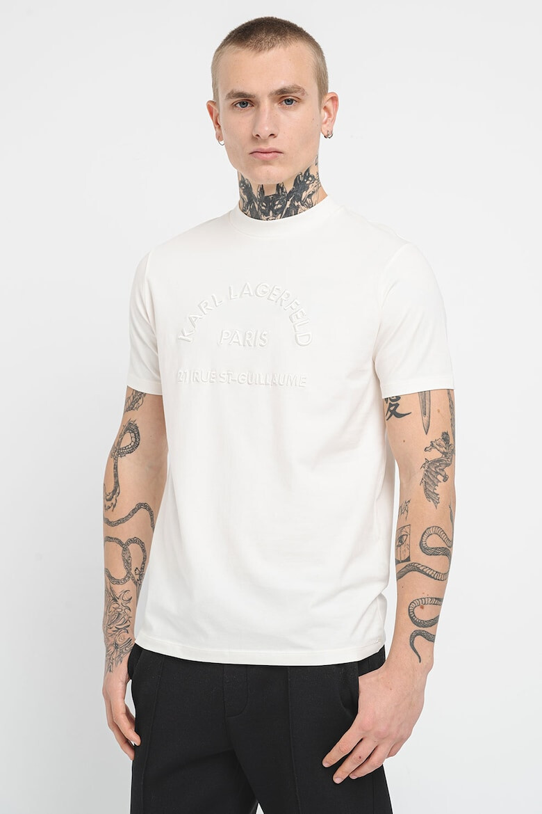 Karl Lagerfeld Tricou cu broderie si logo in relief - Pled.ro