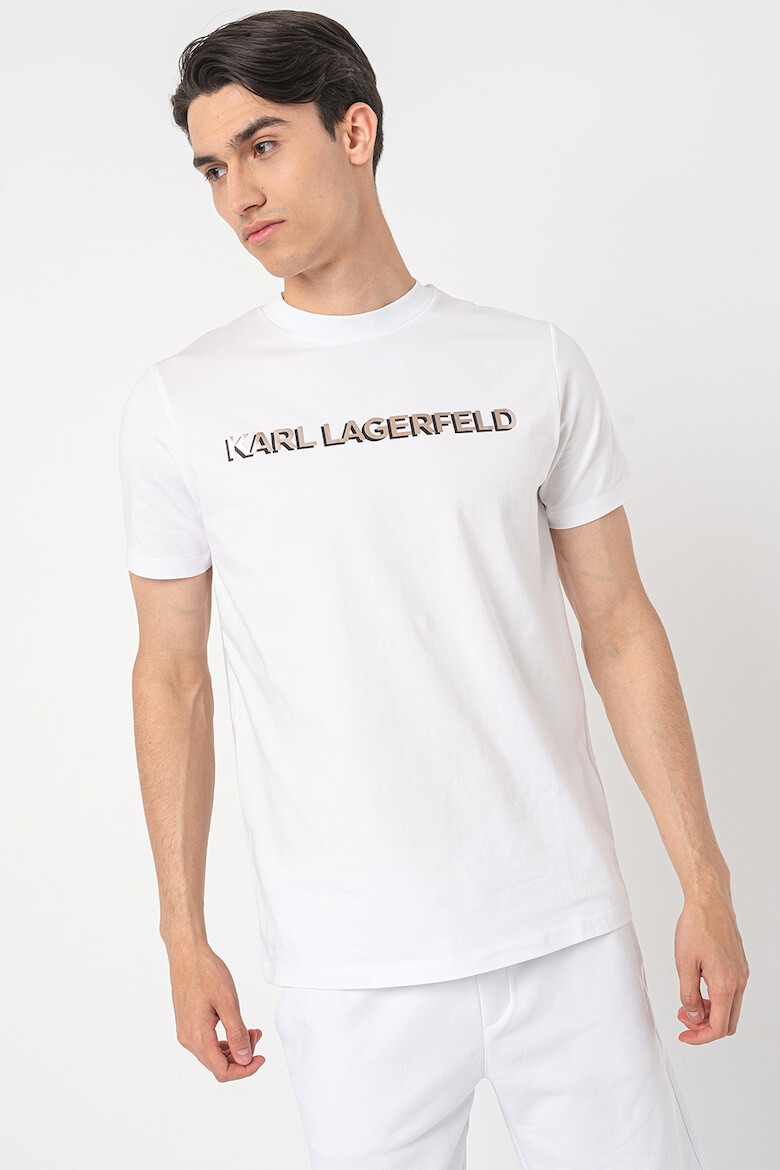 Karl Lagerfeld Tricou cu decolteu la baza gatului cu logo - Pled.ro